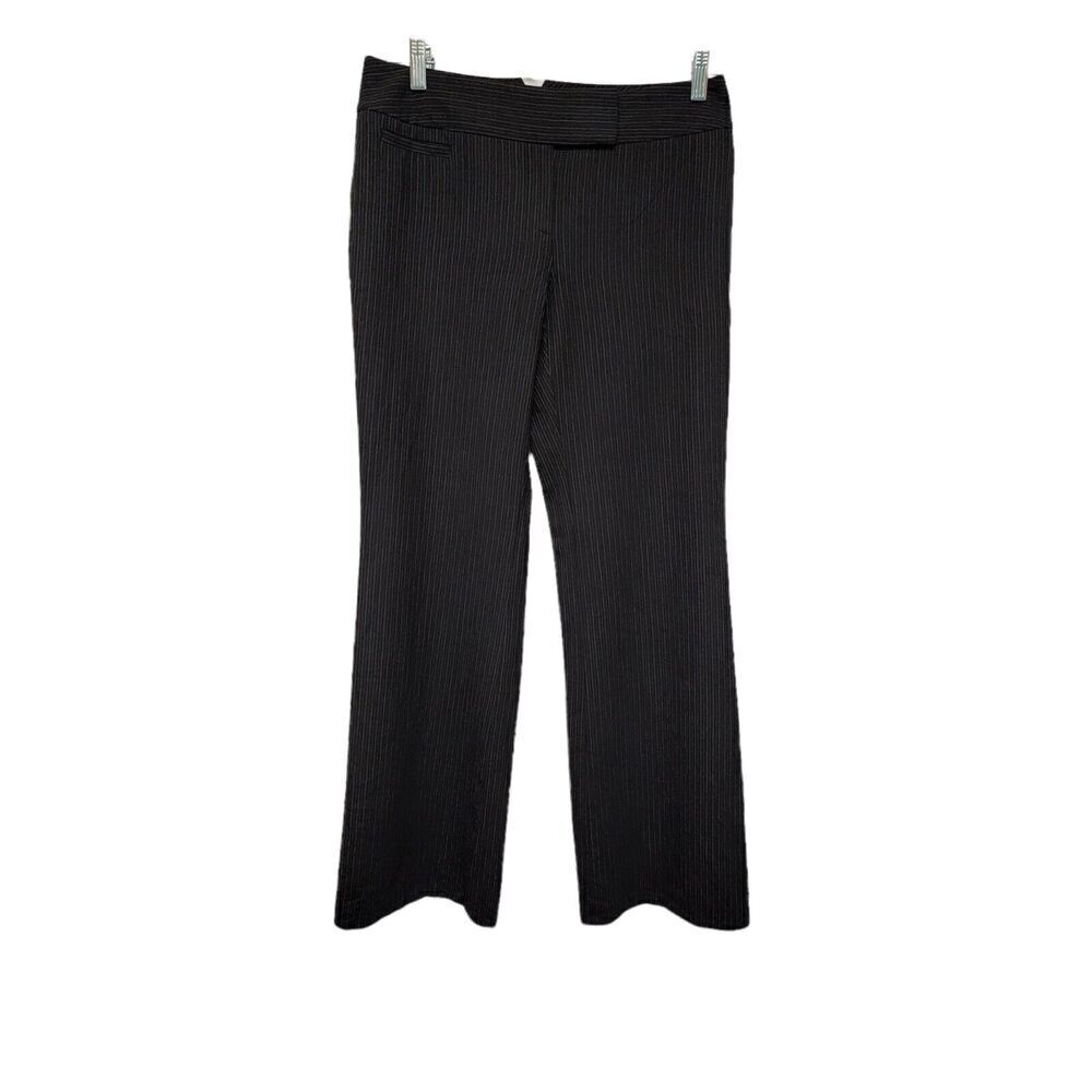 Ann Taylor Wide Leg Business Striped Dress Pants Size 4 Color Black